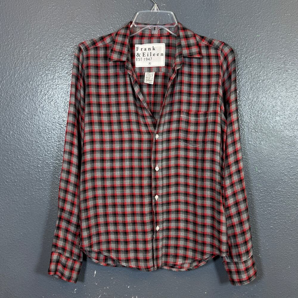Frank & Eileen S women’s gray/red flannel long sleeve button up shirt cotton